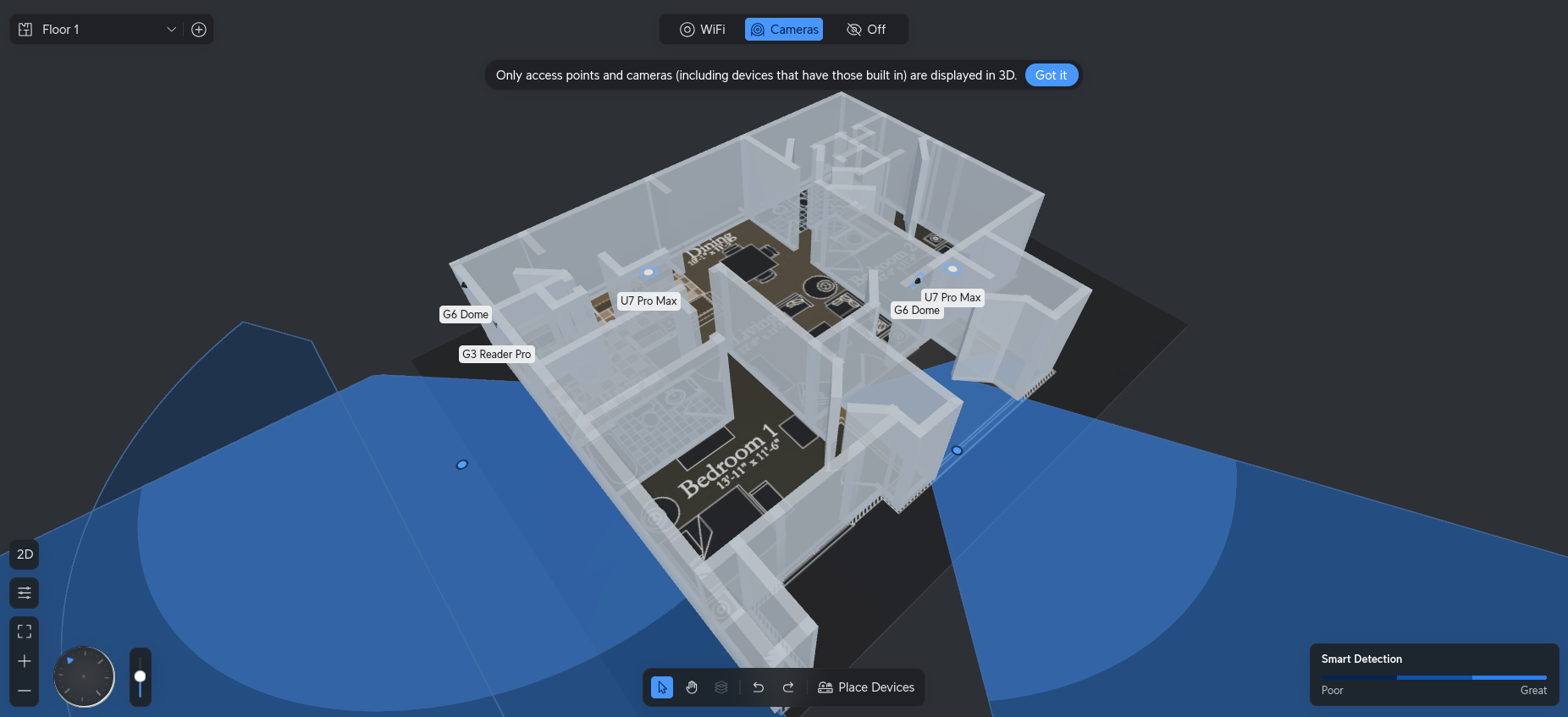 image of 3D home schematic with cameras